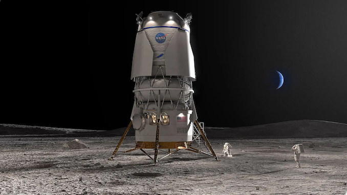 An artist’s impression of Blue Origin’s lunar lander on the moon’s surface. Graphic: Blue Origin/NASA